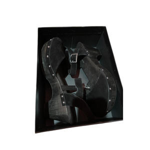 House of Harlow Cherub Black Suede Clog Platform Heeled Sandals-New